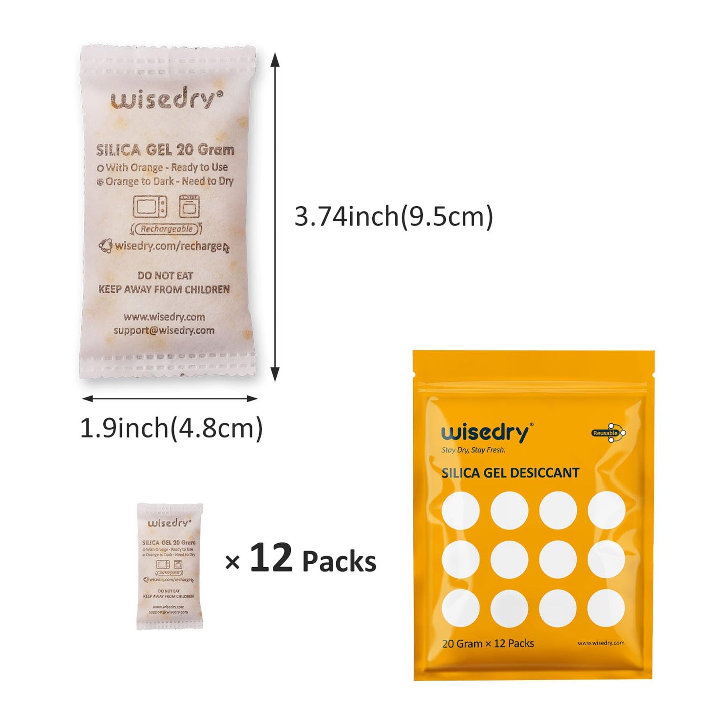 wisedry 2 x 500 Gram [2.2 lbs] Rechargeable Silica Gel Car Dehumidifier, Microwave Fast Reactivated Desiccant Packets Large for Gun Safe Closet Basement Garage Storage Moisture Absorber Bag Reusable