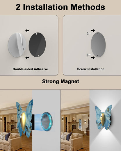 Eneru Motion Sensor Wall Sconce Set of 2, Rechargeable Wall Lights, Indoor