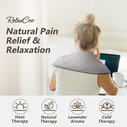 RelaxCoo Heating pad Microwavable with Washable Cover 6 * 12" Microwave Moist Heat Pad for Neck Shoulder, Cramps, Back Pain Relief, Warm Compress Rice Bean Bag Hot Pack for Muscles, Joints, Lavender