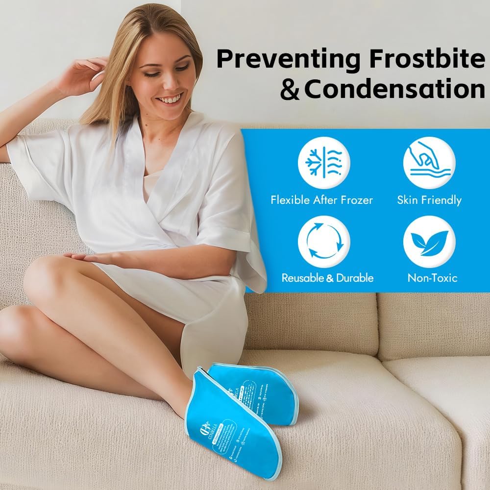 Gel Ice Pack Slippers for Foot Pain Relief, 1 Pair, Blue