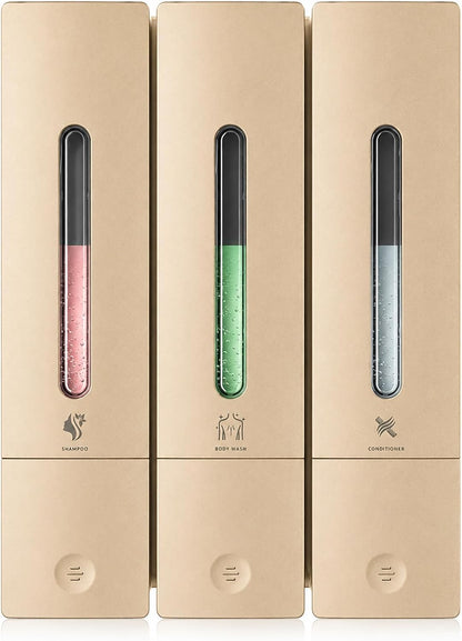 Shampoo and Conditioner Dispenser - Wall-Mounted 3-Chamber Shower Soap Dispenser, No-Drill, 1200ML Capacity, for Bathroom & Hotel
