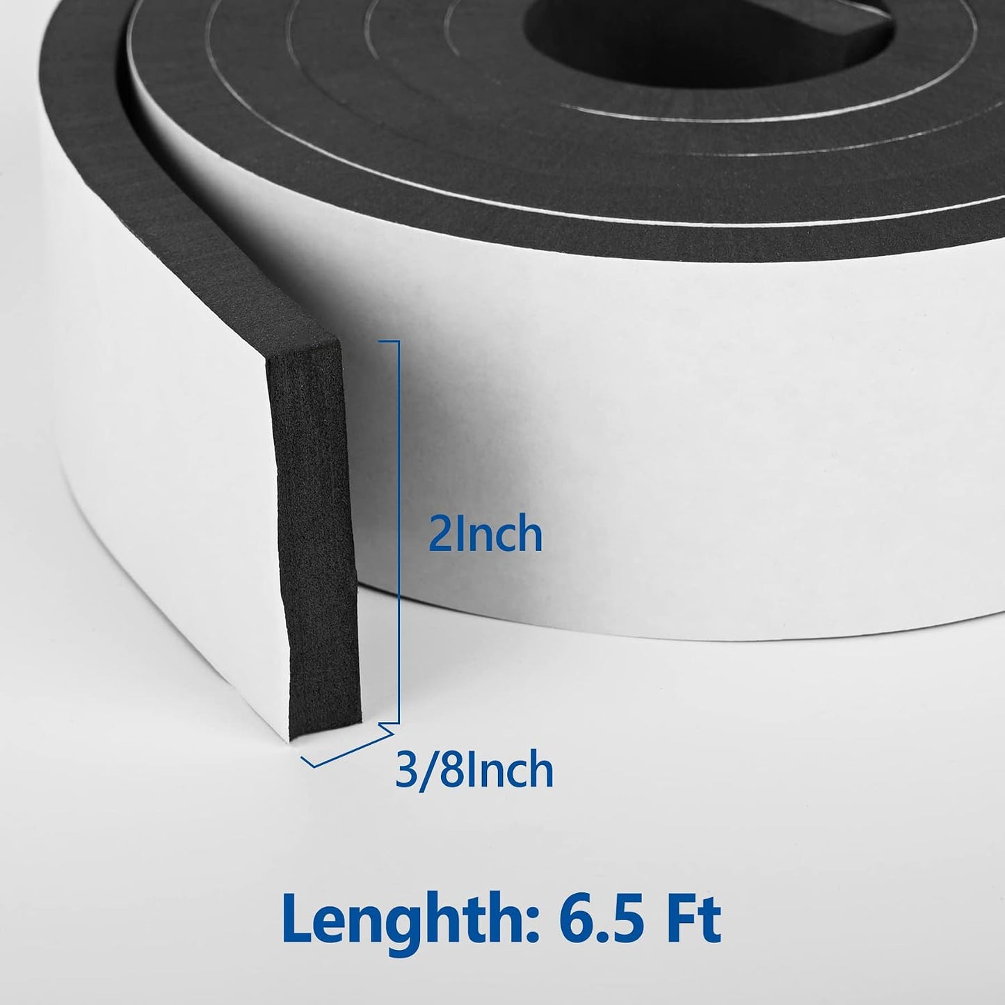 Kikerike Self Adhesive Foam Tape Weatherstrip 1/2In x 1/4In x 42Ft High Density Foam Insulation Strips Seal Weather Stripping with Strong Adhesive for Door and Window Sound Isolation Soundproofing