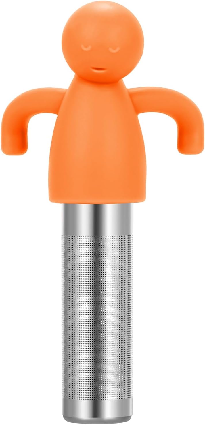 Leden Tea Infuser for Loose Leaf Tea Cute Tea Strainer Ball Stainless Steel Extra Fine Mesh Tea Steeper Filter for Cup Mug Silicone Handle Grey