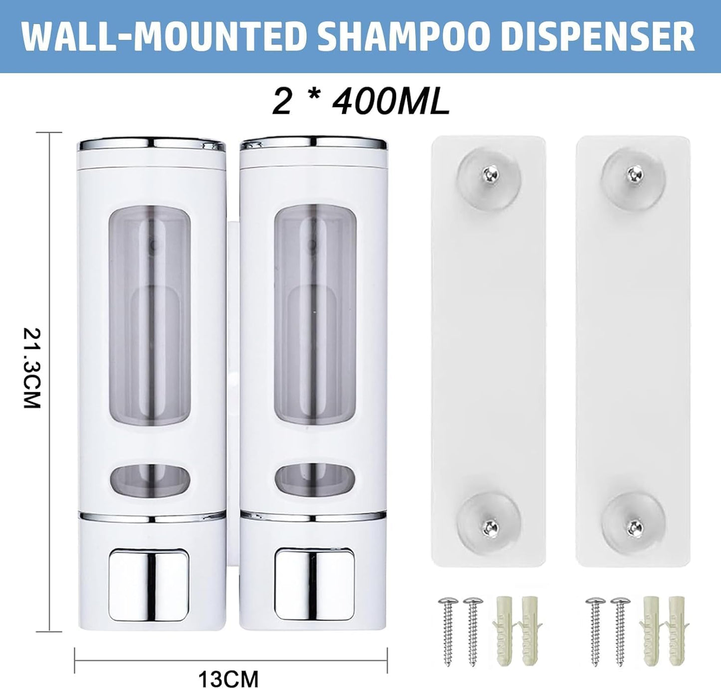 Single Wall Mounted Hand Soap Dispenser, 13.5oz/400ml Black Showe | Clear Refillable Liquid Lotion Soap Dispenser, Gel Container Shower Pump Dispenser and Organizer for Bathroom Kitchen