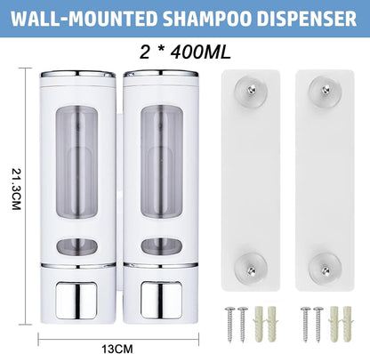Single Wall Mounted Hand Soap Dispenser, 13.5oz/400ml Black Showe | Clear Refillable Liquid Lotion Soap Dispenser, Gel Container Shower Pump Dispenser and Organizer for Bathroom Kitchen