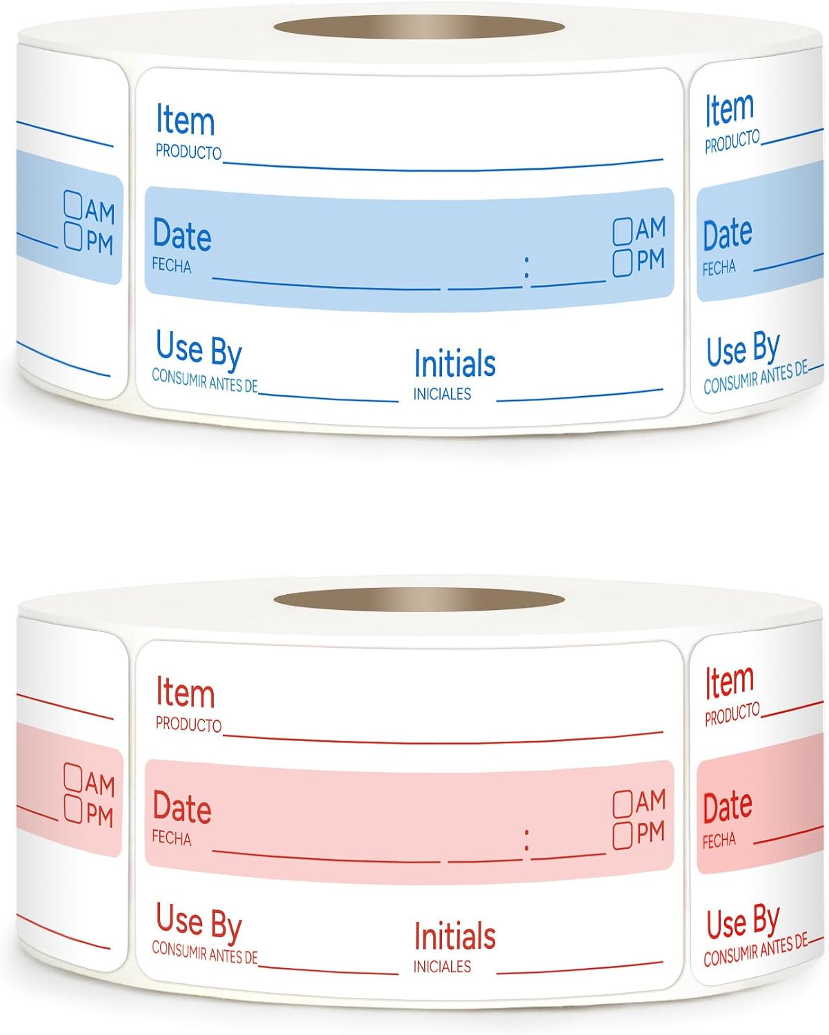 2 Rolls 1000 Pcs 1 X 2 inch Removable Food Date Sticker Labels, Easy to Write for Freezer, Refrigerator Food Containers Date Sticker, Leftover Labels (Blue-Red-US)