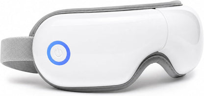Eye Massager with Heat and Compression for Eye Strain Relief, Heated Eye Mask for Dry Eyes, Migraine & Stress Relief, Bluetooth Music, Rechargeable Foldable (Matte White)