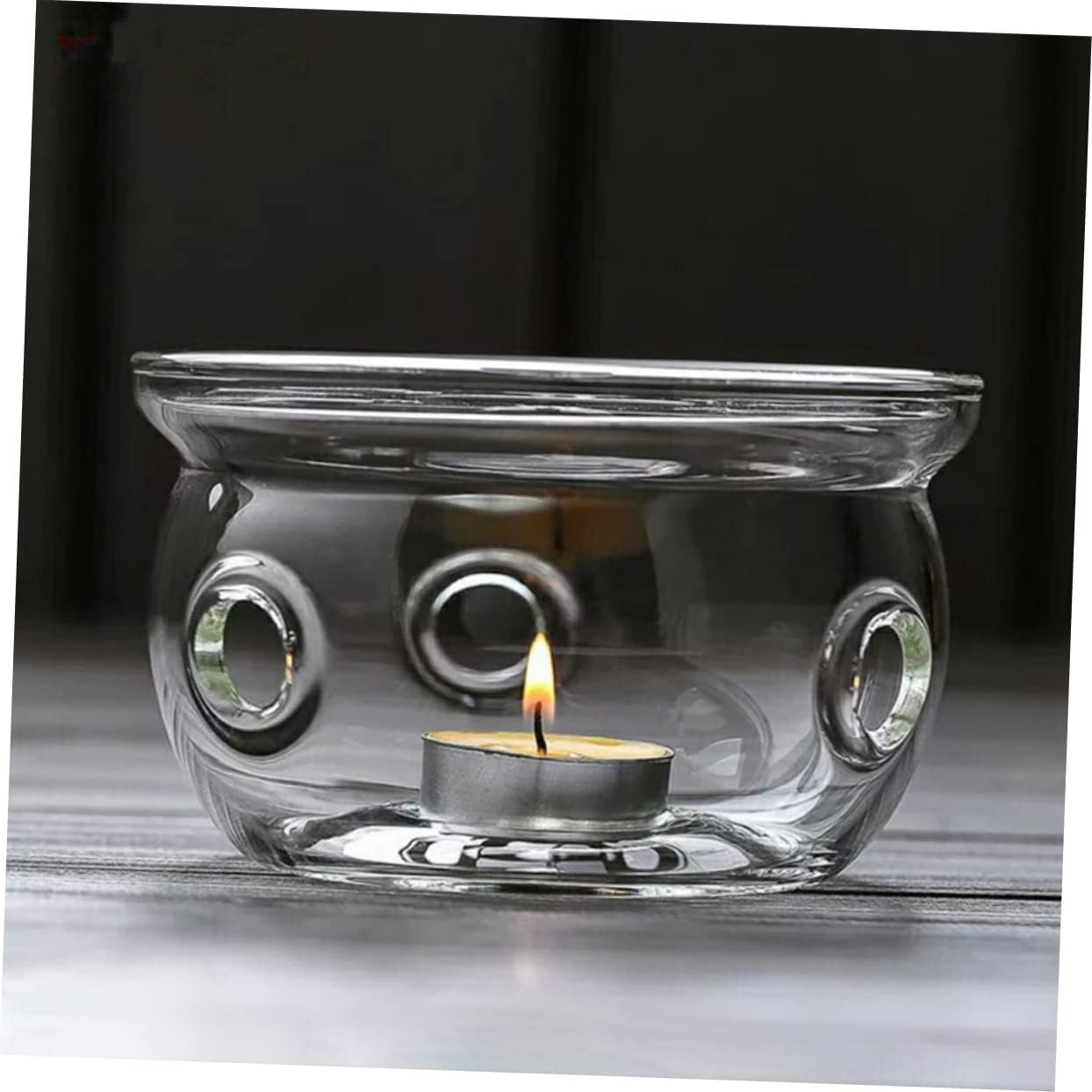 VOSAREA Glass Teapot Warmer Heating Base High Borosilicate Glass Tea Warmer for Home Use Elegant Desktop Teapot Heater Candle Holder for Loose Leaf Tea and