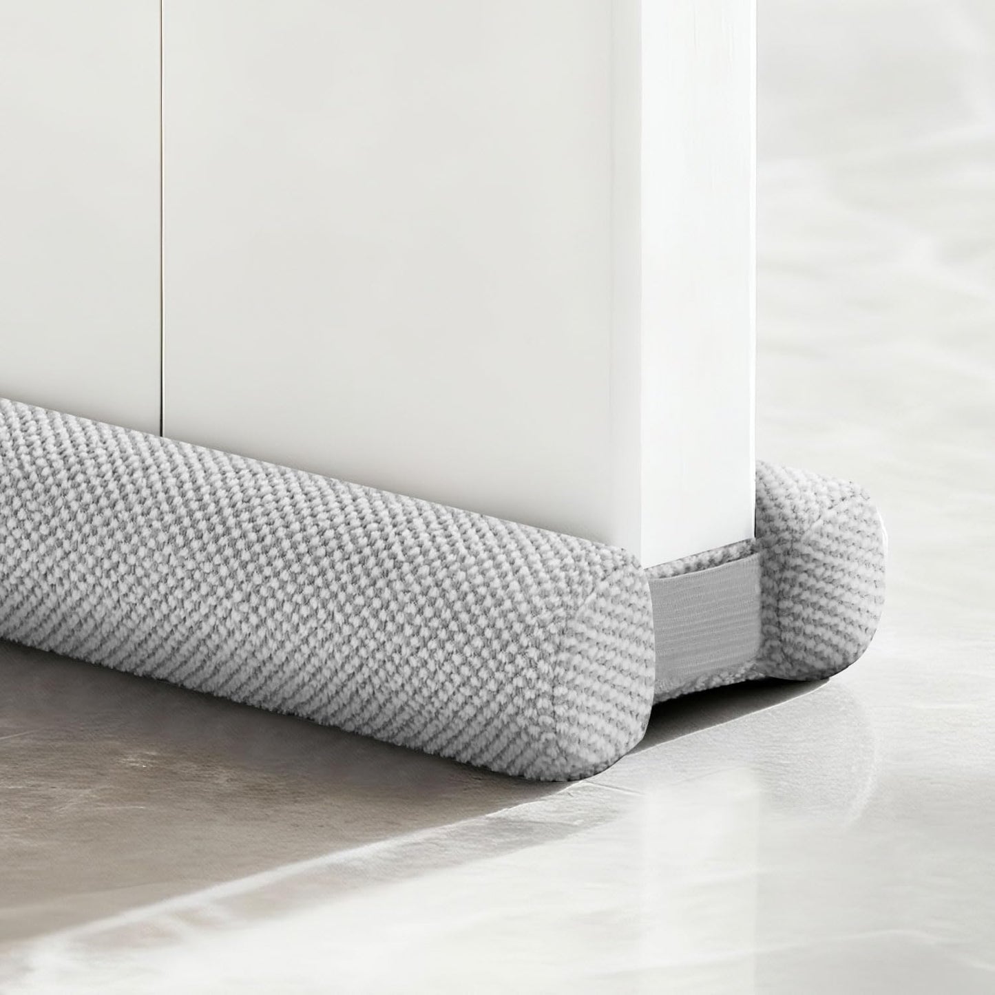 Premium Plush Under Door Draft Stopper Noise Blocker – Blocks Drafts, Dust, Noise & Light, 32-36 Inch Adjustable Door Sweep Gap Filler Bottom Door with Secure Hook & Loop Tabs