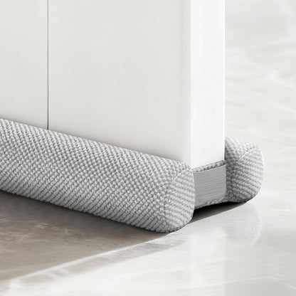 Premium Plush Under Door Draft Stopper Noise Blocker – Blocks Drafts, Dust, Noise & Light, 32-36 Inch Adjustable Door Sweep Gap Filler Bottom Door with Secure Hook & Loop Tabs