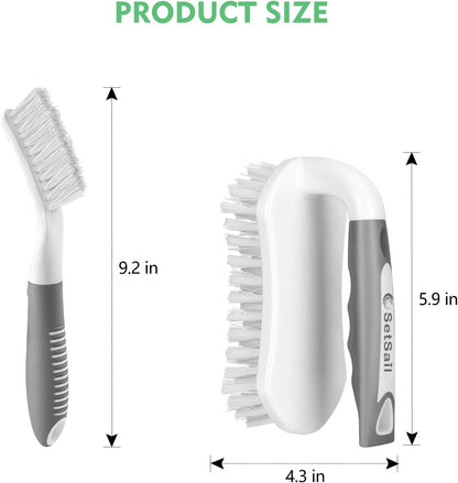 SetSail Scrub Brush, Heavy-Duty Scrub Brushes for Cleaning with Stiff Bristles Cleaning Brush for Shower, Bathroom, Carpet, Kitchen and Bathtub Scrubber - 2 Pack | Durable Bristles Ergonomic Non-Slip Tpr Grip. U-Style Hanging Loop for Storage. Use for