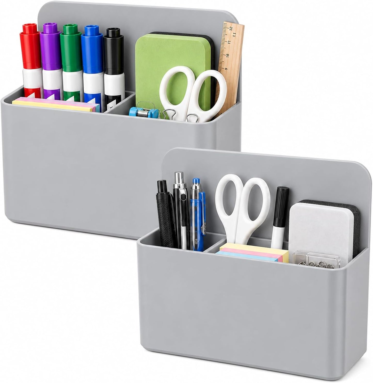 Magnetic Pencil Pen Holder, 2 PCS Magnetic Dry Erase Marker Holder for Whiteboard, Black White Magnet Storage Pencil Cup Case Fridge Organizers Locker Accessories for Office School Teacher Must Haves