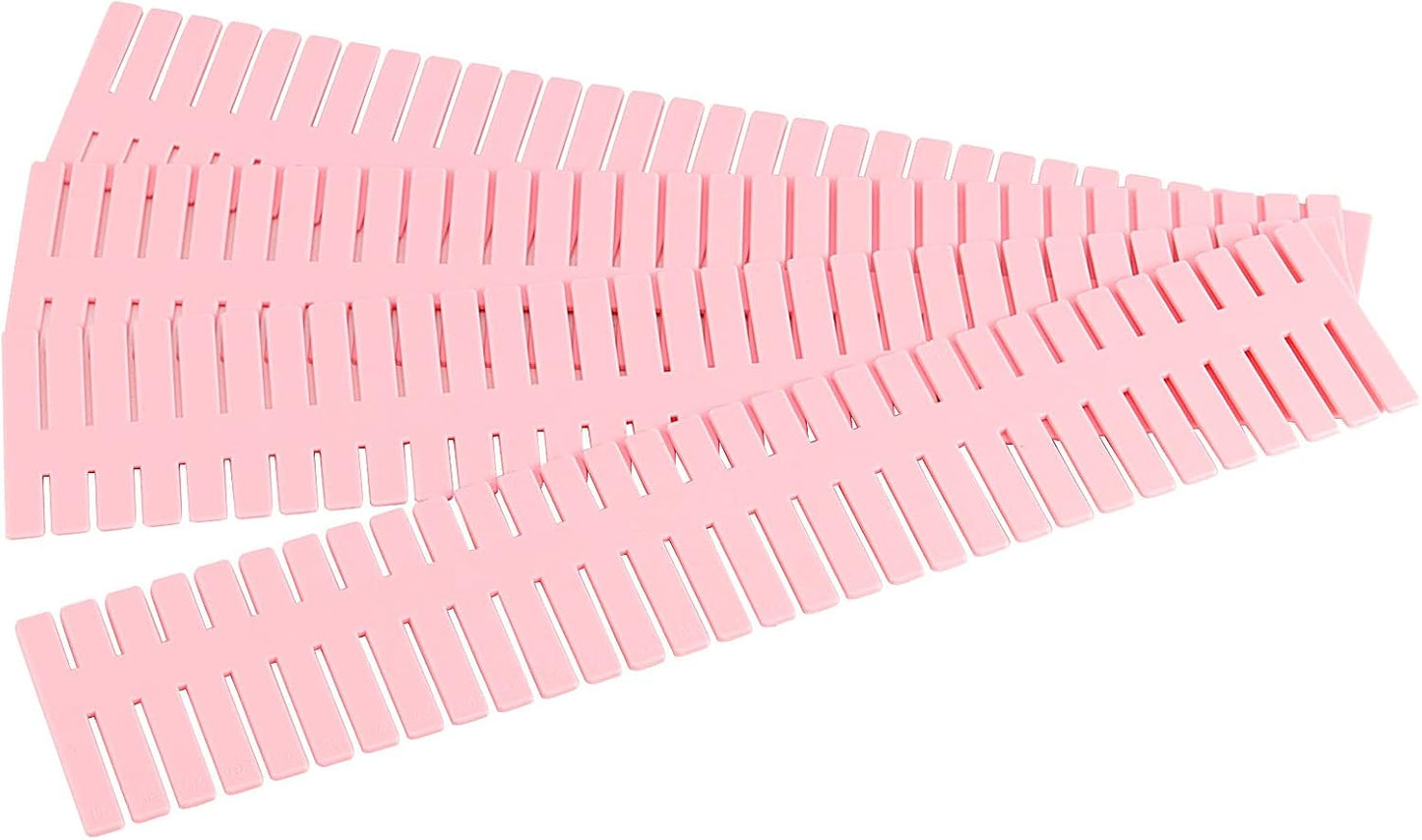 ZOENHOU 60 PCS DIY Drawer Divider Organizers, Pink Grid Drawer Dividers, Adjustable Premium Plastic Organizers for Makeup Drawers Desktop Kitchen Drawer Organizers and Storage, 12.6 x 2.76 Inch