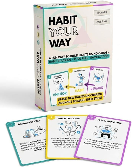 Habit Your Way – Habit Stack Cards with Habit Tracker – Productivity Planner Tools for ADHD – Build Daily Positive Routines & Reward Yourself via Gamification | Self-Improvement Gift