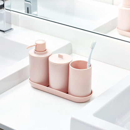 iDesign Cade Collection Toothbrush Holder, 3" x 3" x 4.5", White/Gray | For Normal Toothbrushes, For Spin Brushes, For Toothpaste
