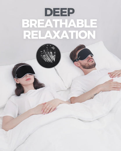 MZOO Luxury Sleep Eye Mask for Side Sleeper Men Women, Zero Eye Pressure 3D Sleeping Mask, Light Blocking Patented Design Night Blindfold, Soft Eye Shade Cover for Travel, Black