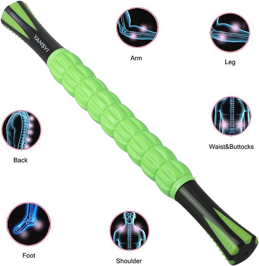 YANSYI Professional 9-Roller Deep Tissue Massage Stick - Portable Muscle Recovery Roller for Athletes, Relieves Post-Workout Soreness & Leg/Back Pain - Portable Physio Tool (Blue 1)