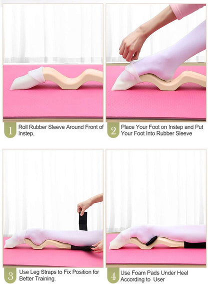 Daydance Kids Women Ballet Foot Stretcher Wooden Arch Enhancer Set with Resitance Bands, for Ballet, Gymnastics, Yoga
