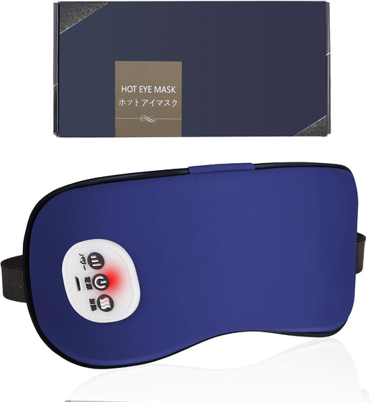 Cordless Heated Eye Massager with Cooling Eye Pad, Vibrating Heating Sleeping Mask for Men Women Kids -USB Charing Heated Eye Mask Electric for Dry Eyes, Relax,Travel (Blue)