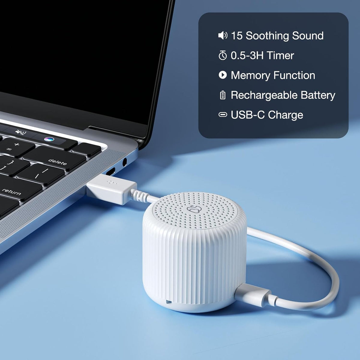 Portable Sound Machine for Baby Adults,LEICEX Travel Sound Machine,15 Non-Looping Sound Timer and Memory Play, Mini White Noise Machine for Sleeping Office Privacy Travel Gift