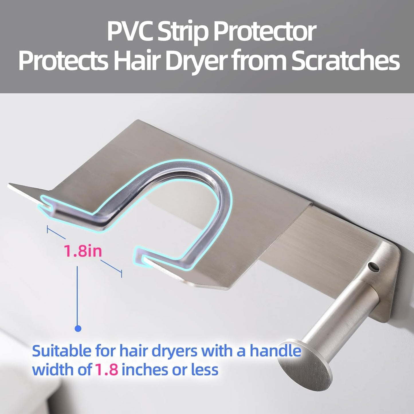 Hair Dryer Holder Wall Mounted, Stainless Steel Blow Dryer Holder for Bathroom, Hair Dryer and Straightener Holder Adhesive or Drilling, Hair Tool Organizer for Salon Barber Shops Banjekt