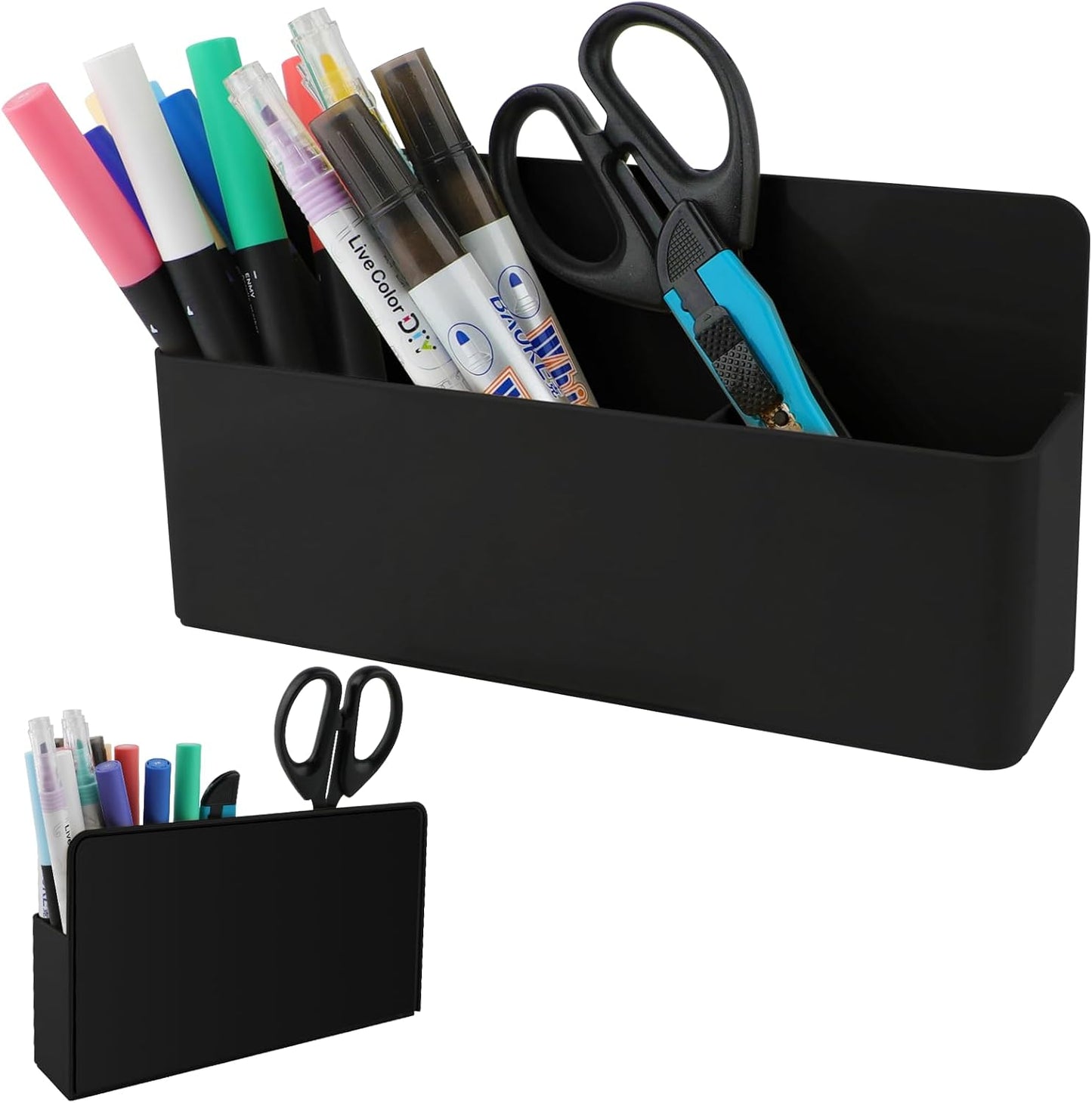 KITANIS Magnetic Pen Holder,2 Pack Magnetic Dry Erase Marker Holder with Generous Compartments,Strong Magnet Storage Marker Pen Pencil Organizer for Refrigerator,Whiteboard,Locker Accessories