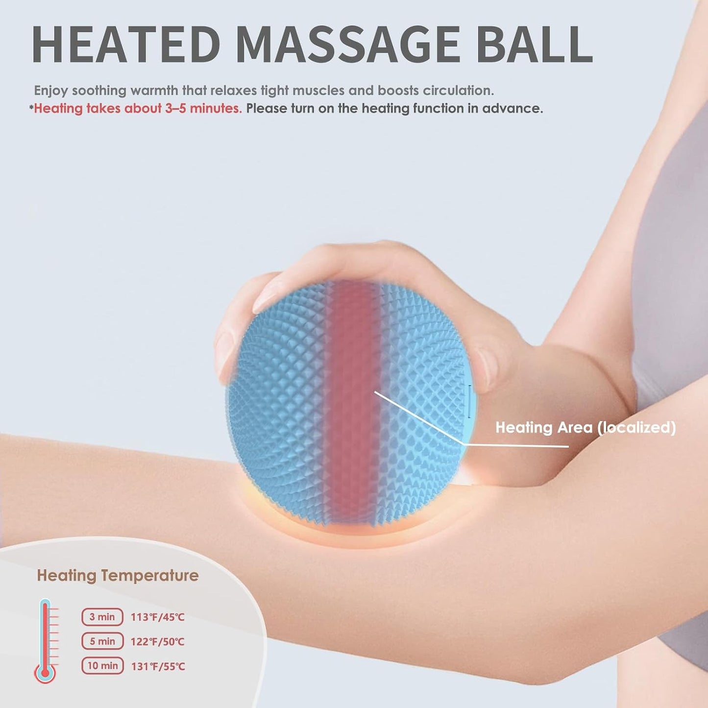 Heating Vibrating Massage Ball with 7 Modes & Memory Function for Myofascial Release, Deep Tissue and Trigger Point Muscle Therapy - Targets Back, Hip, Leg, Neck & Foot (Black)