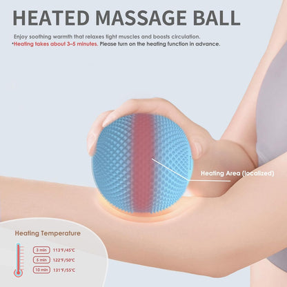 Heating Vibrating Massage Ball with 7 Modes & Memory Function for Myofascial Release, Deep Tissue and Trigger Point Muscle Therapy - Targets Back, Hip, Leg, Neck & Foot (Black)