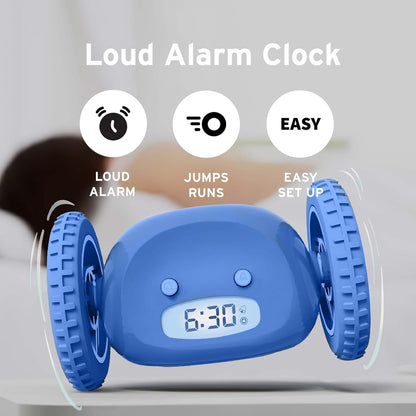 CLOCKY Alarm Clock on Wheels – Loud Rolling Alarm Clock for Heavy Sleepers | Runaway Clock that Jumps & Runs to Wake You Up | Funny Unique Gift for Adults, Teens & Kids Bedrooms (Black)