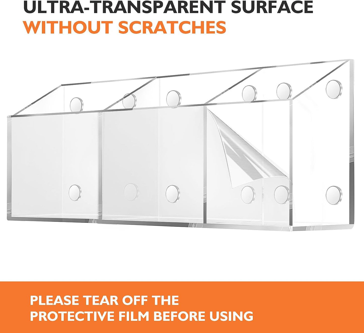 Ameceres Magnetic Acrylic Pencil Holder Clear Pen Holder for Fridge Locker | Whiteboard Accessories, Dry Erase Holder, Marker Organizer, Locker Organizer, Desk Pen Holder, For Office Home Classroom