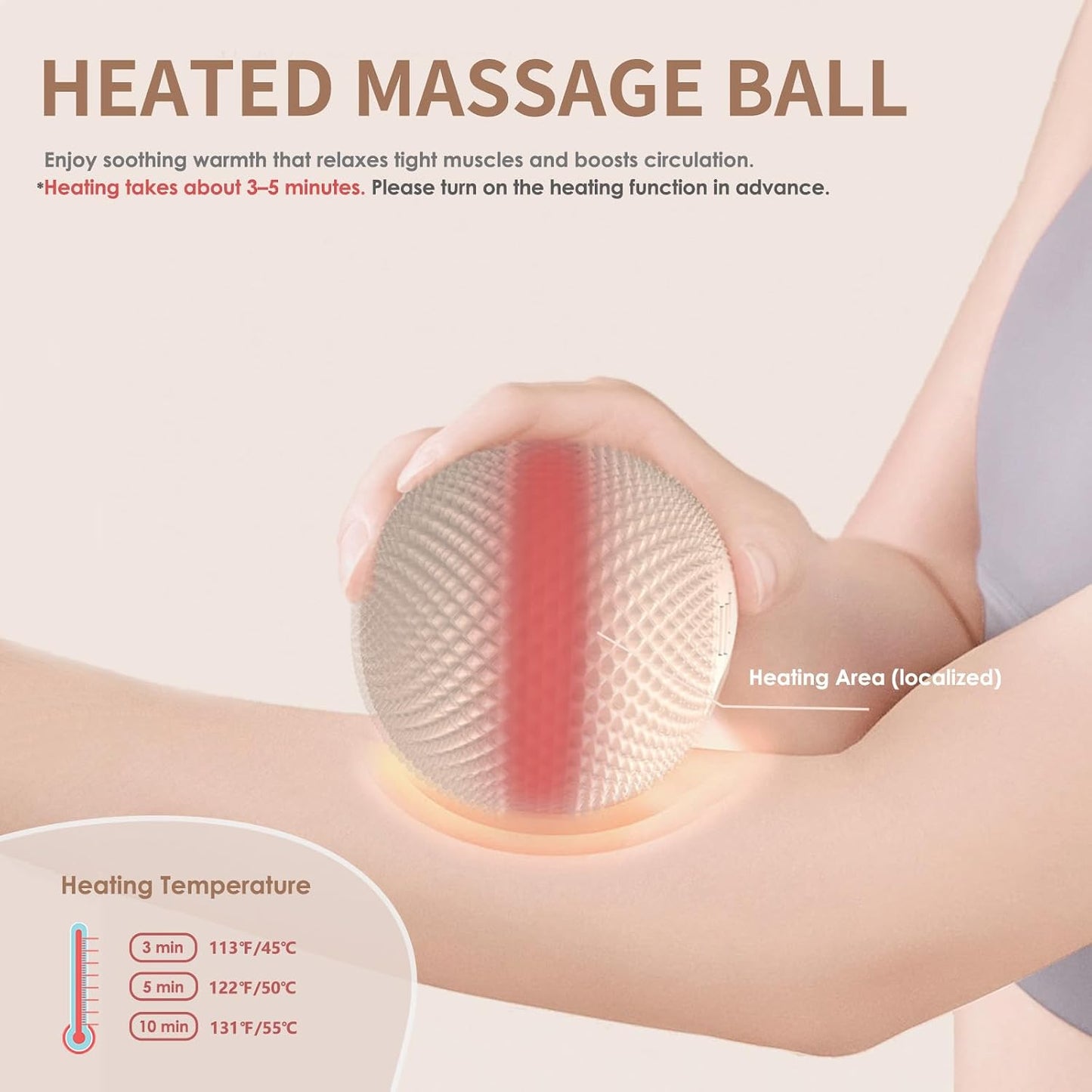 Heating Vibrating Massage Ball with 7 Modes & Memory Function for Myofascial Release, Deep Tissue and Trigger Point Muscle Therapy - Targets Back, Hip, Leg, Neck & Foot (Black)
