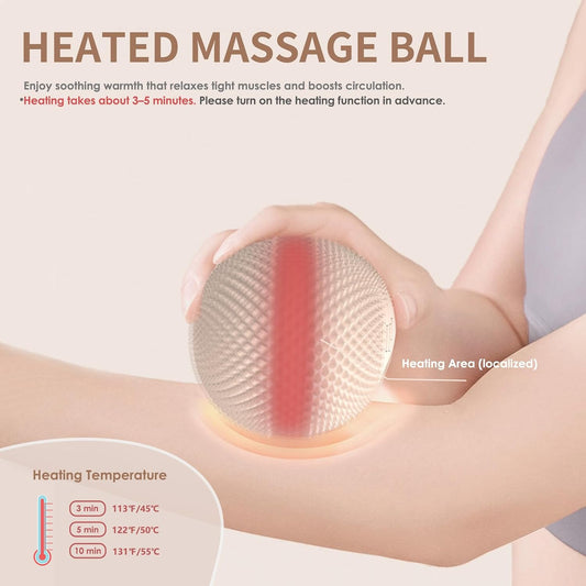 Heating Vibrating Massage Ball with 7 Modes & Memory Function for Myofascial Release, Deep Tissue and Trigger Point Muscle Therapy - Targets Back, Hip, Leg, Neck & Foot (Black)