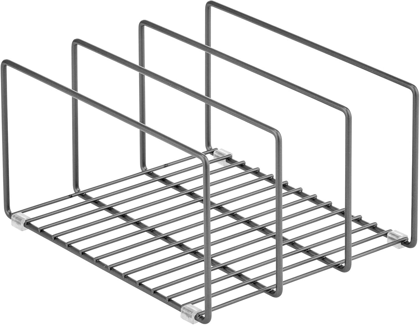 mDesign 3 Slot Tray and Pan Rack — Metal Wire Rack for Pantry and Kitchen Storage — Freestanding Pan Lid Holder Also for Baking Trays and Crockery – Silver