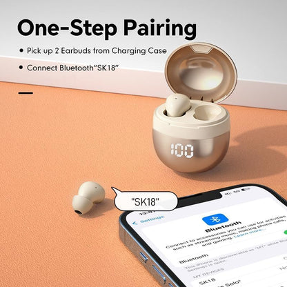 Small Mini Invisible Earbuds Small Mini Headphones Wireless Bluetooth | Low Profile Micro Smallest Tiny Discreet Hidden Earbuds for Work, Invisible Sleep Earphone Ear Buds for Small Ear Canals