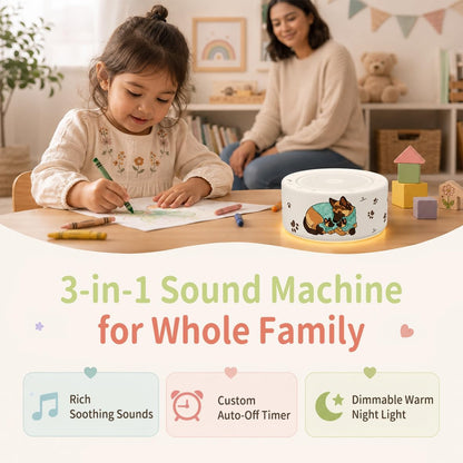 Kipcush White Noise Machine for Baby & Adults, 30 Soothing Sounds, Sleep Sound Machine with 8 Color Night Light, Memory Function, White Noise for Sleeping, Nursery, Office, Travel & Relaxation