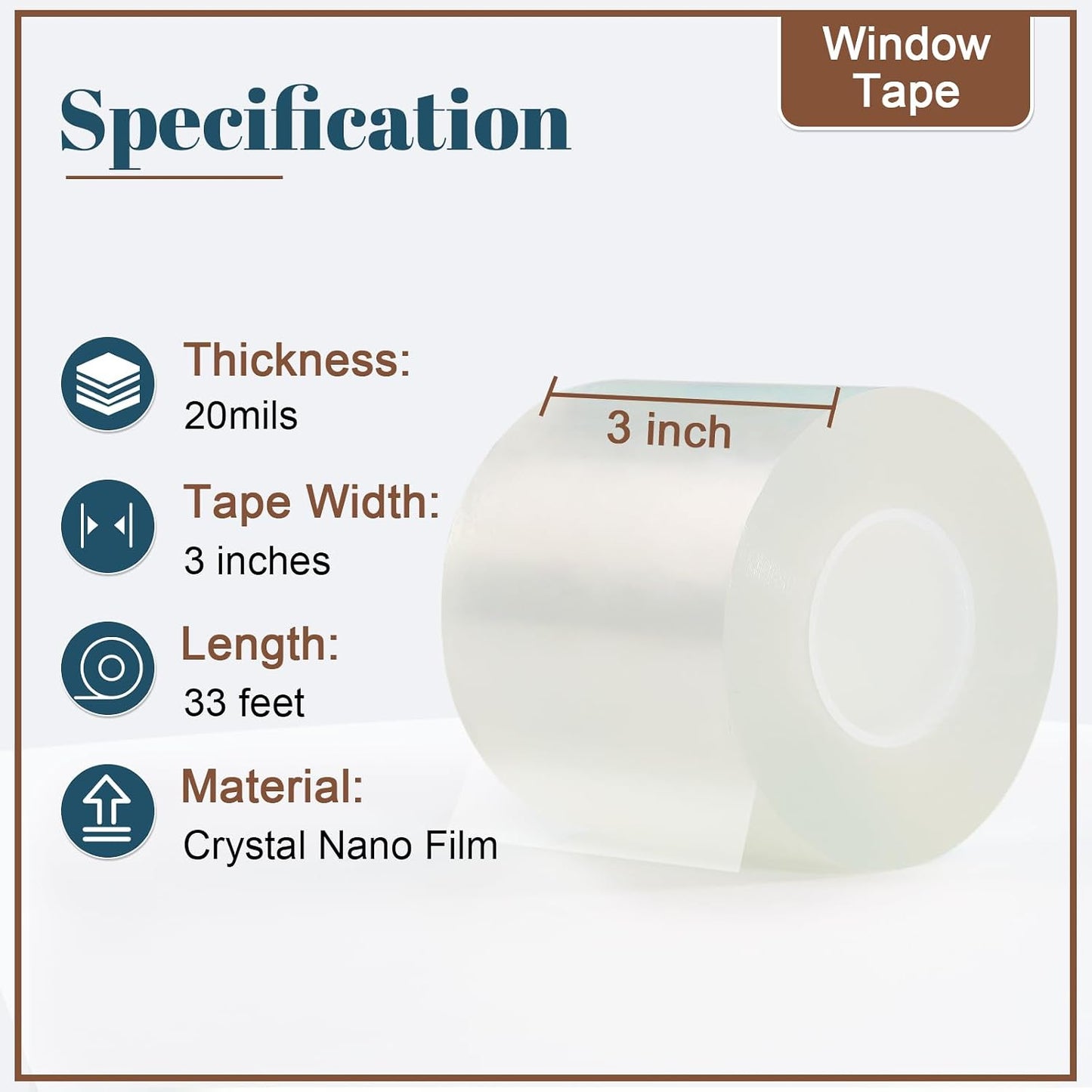 Window Sealing Tape 2 Inch x 33 Ft Transparent Window Insulation Waterproof Nano Draft Isolation Tape Clear Weather Stripping Caulk Tape for Window and Bathroom Shower Glass Side Gaps