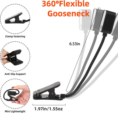 USB-C Rechargeable Book Light for Reading in Bed 3 Pack, LED Book Lights with 3 Color Temperature Reading Light, Easily Clip on to a Small Mini Lightweight Book Lights for Read Book Lovers