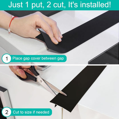 Stove Counter Gap Cover - 25 Inch Silicone Stove Gap Filler 2 Pack White | Kitchen silicone oven gap filler, countertop strips gap guard, easy to clean; white counter gap cover,crack guard for counter