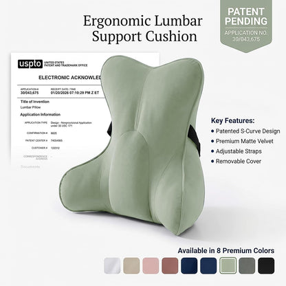 Lumbar Support Pillow(Pat. Pend) – Multi-Functional Ergonomic Back Cushion for Sofa Chair, Car Seat & Sofa, Reading Pillow with Firm Multi-Zone Support to Relieve Lower Back Pain, Misty White
