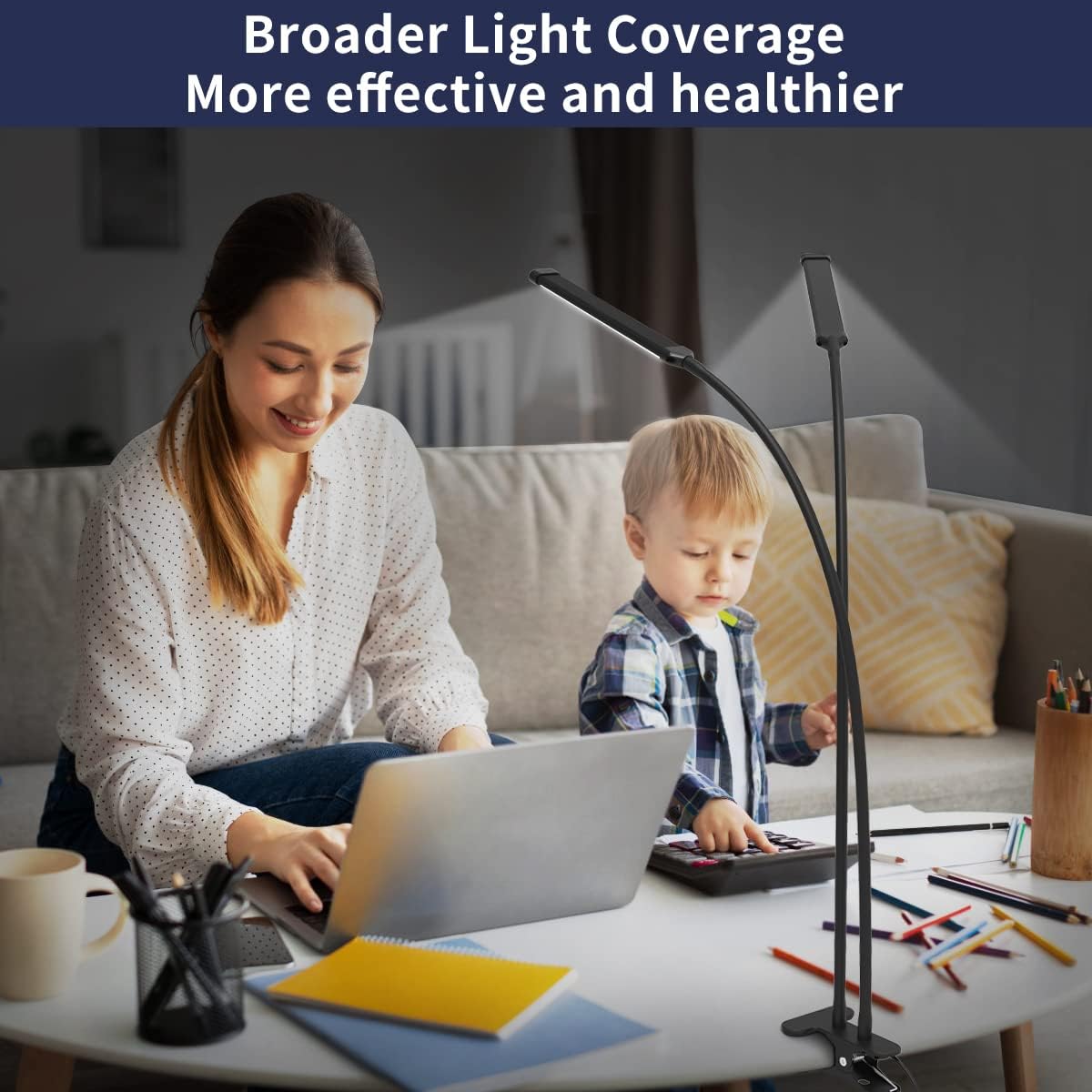 iZELL LED Desk Lamp for Home Office with Clamp [77 LEDs Light 3 Color Modes & 10 Brightness Levels] Flexible Gooseneck Book Lights, Easy Clip on Reading Headboard