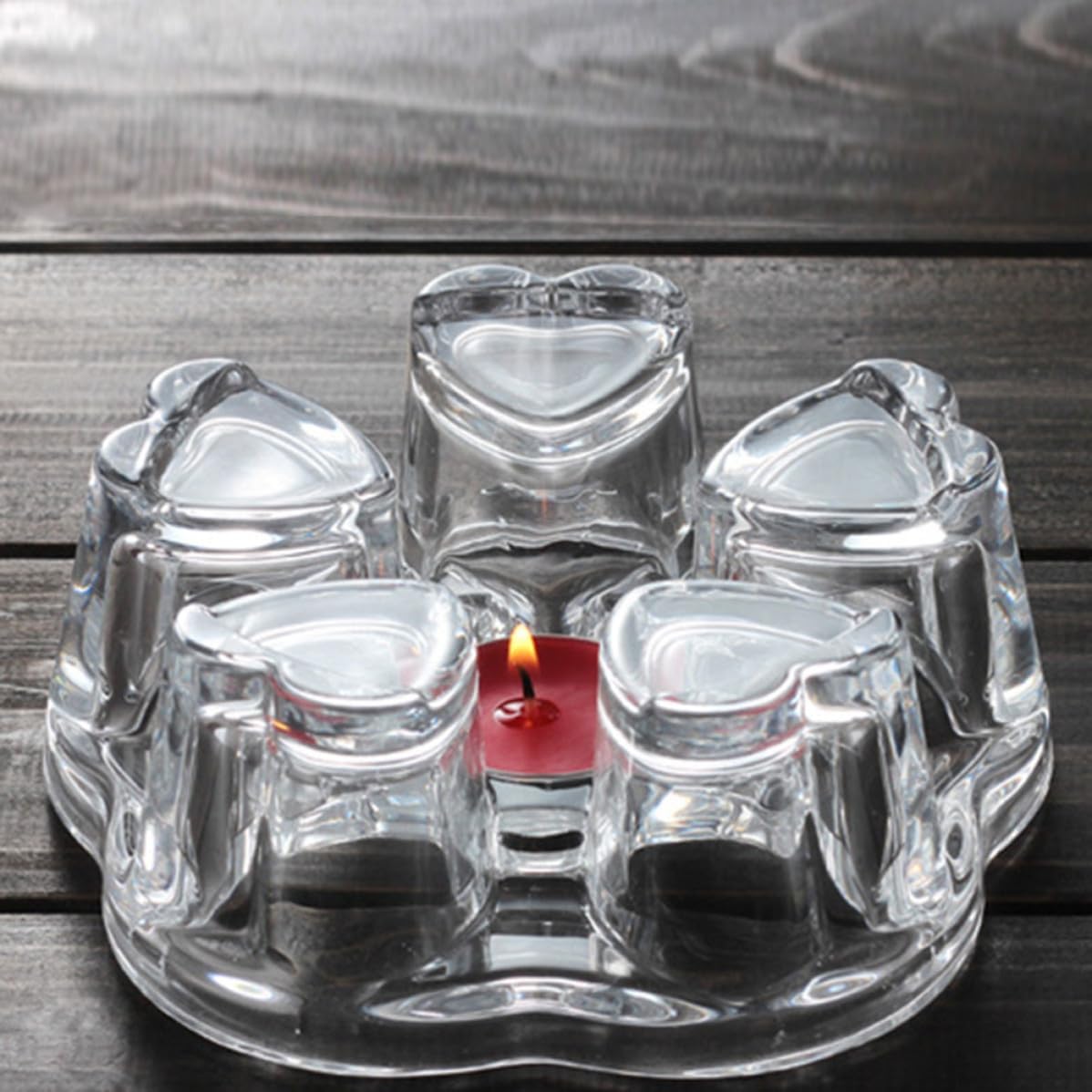 VOSAREA Heart Shape Glass Tea Pot Warmer Base with Heat Preservation and Candlestick Function, Creative Stylish Glass Base for Tea Pot Heating and Warmth
