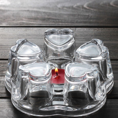 VOSAREA Heart Shape Glass Tea Pot Warmer Base with Heat Preservation and Candlestick Function, Creative Stylish Glass Base for Tea Pot Heating and Warmth
