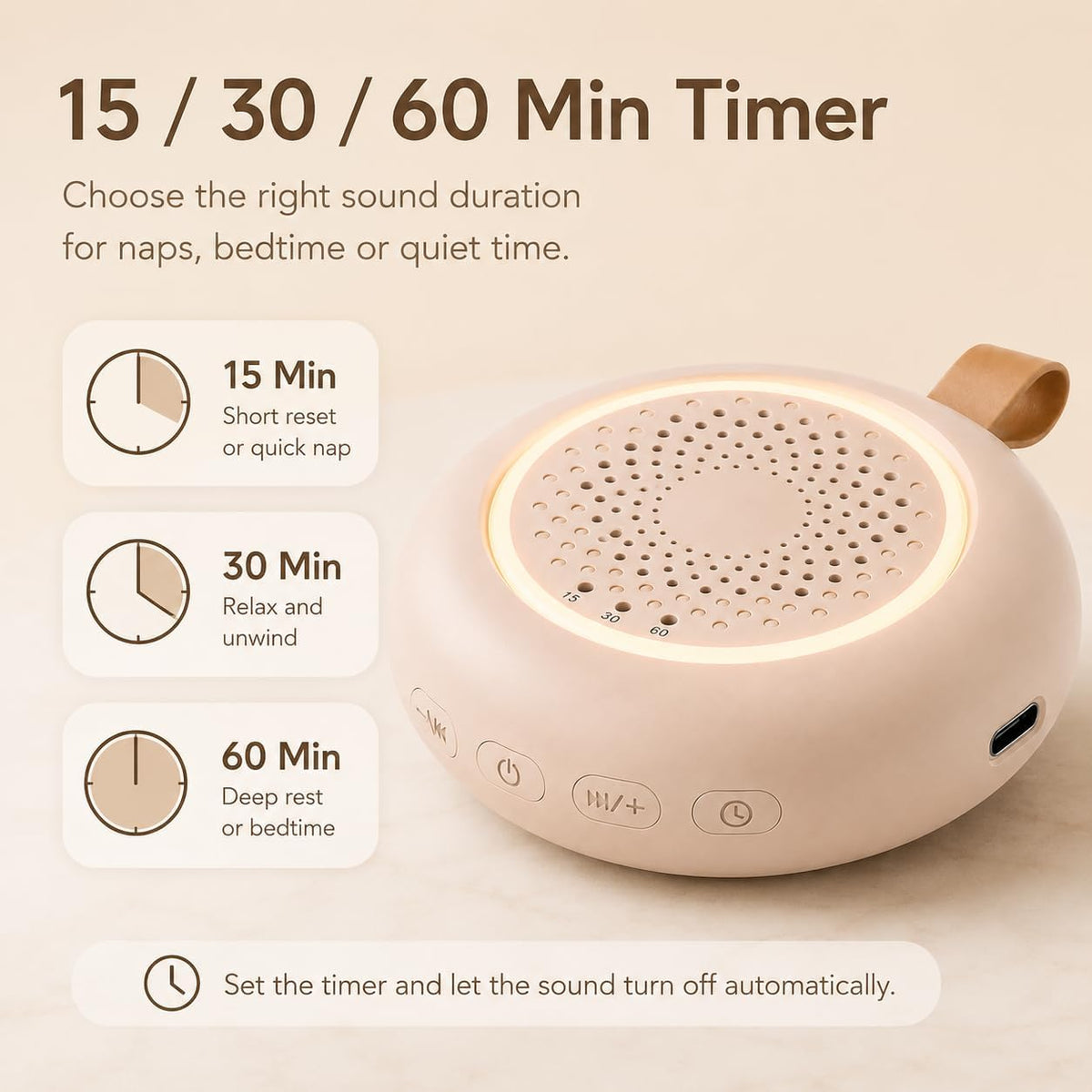 Portable White Noise Machine for Baby, 24 Nursery Sleep Sounds, Night Light