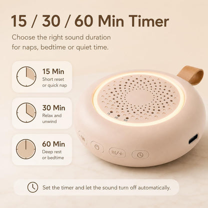 Portable White Noise Machine for Baby, 24 Nursery Sleep Sounds, Night Light