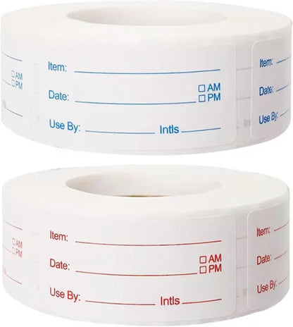 2 Rolls 1000 Labels Removable Food Labels, Waterproof Self-Adhesive Freezer Container Stickers for Kitchen Organization