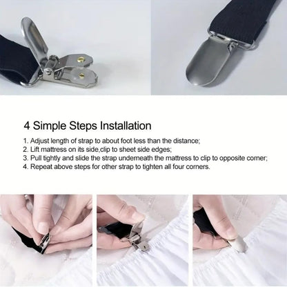 RZJZGZ 4Pcs Bed Fitted Sheet Straps Clips Adjustable Crisscross Sheets Clip