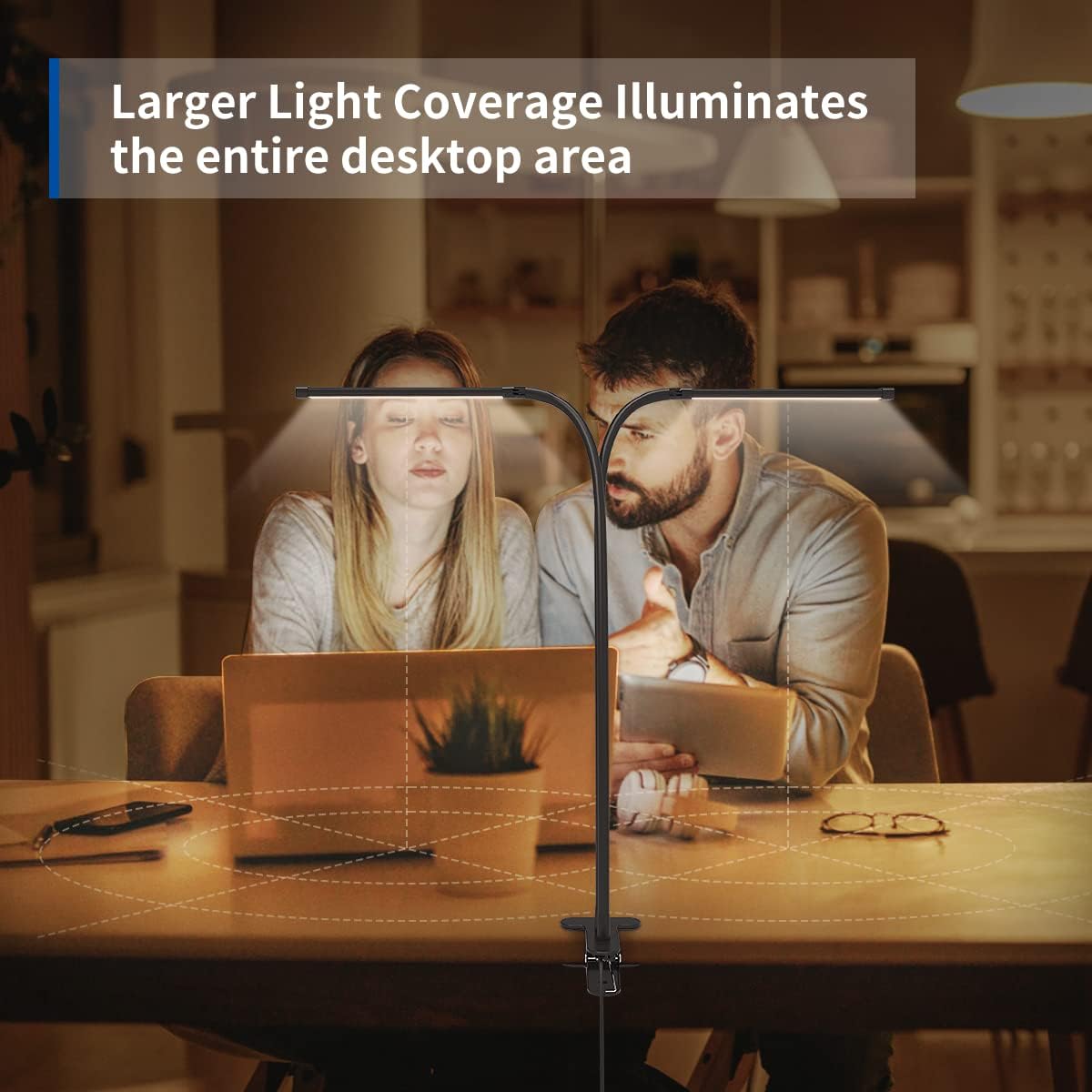 iZELL LED Desk Lamp for Home Office with Clamp [77 LEDs Light 3 Color Modes & 10 Brightness Levels] Flexible Gooseneck Book Lights, Easy Clip on Reading Headboard