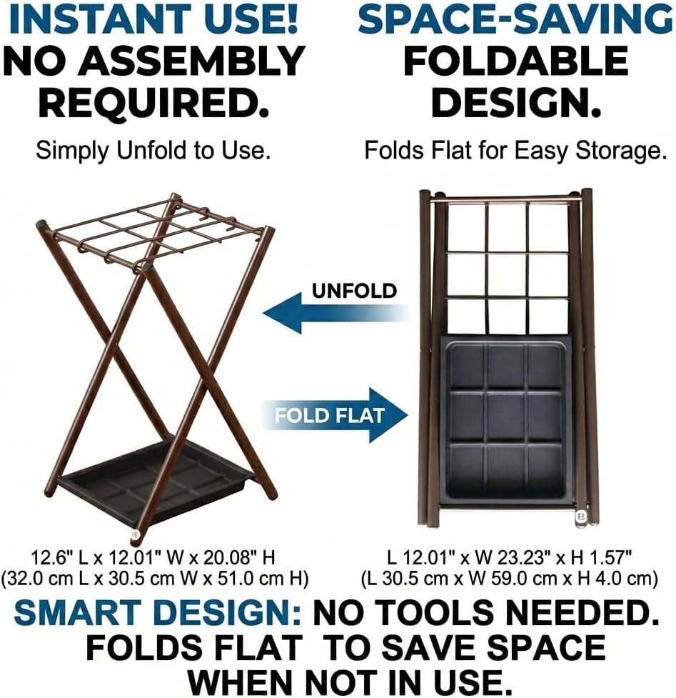 Folding Umbrella Storage Stand Rack Holder Organizer Bin for Entryway Home Commercial Office Décor with Drip Tray
