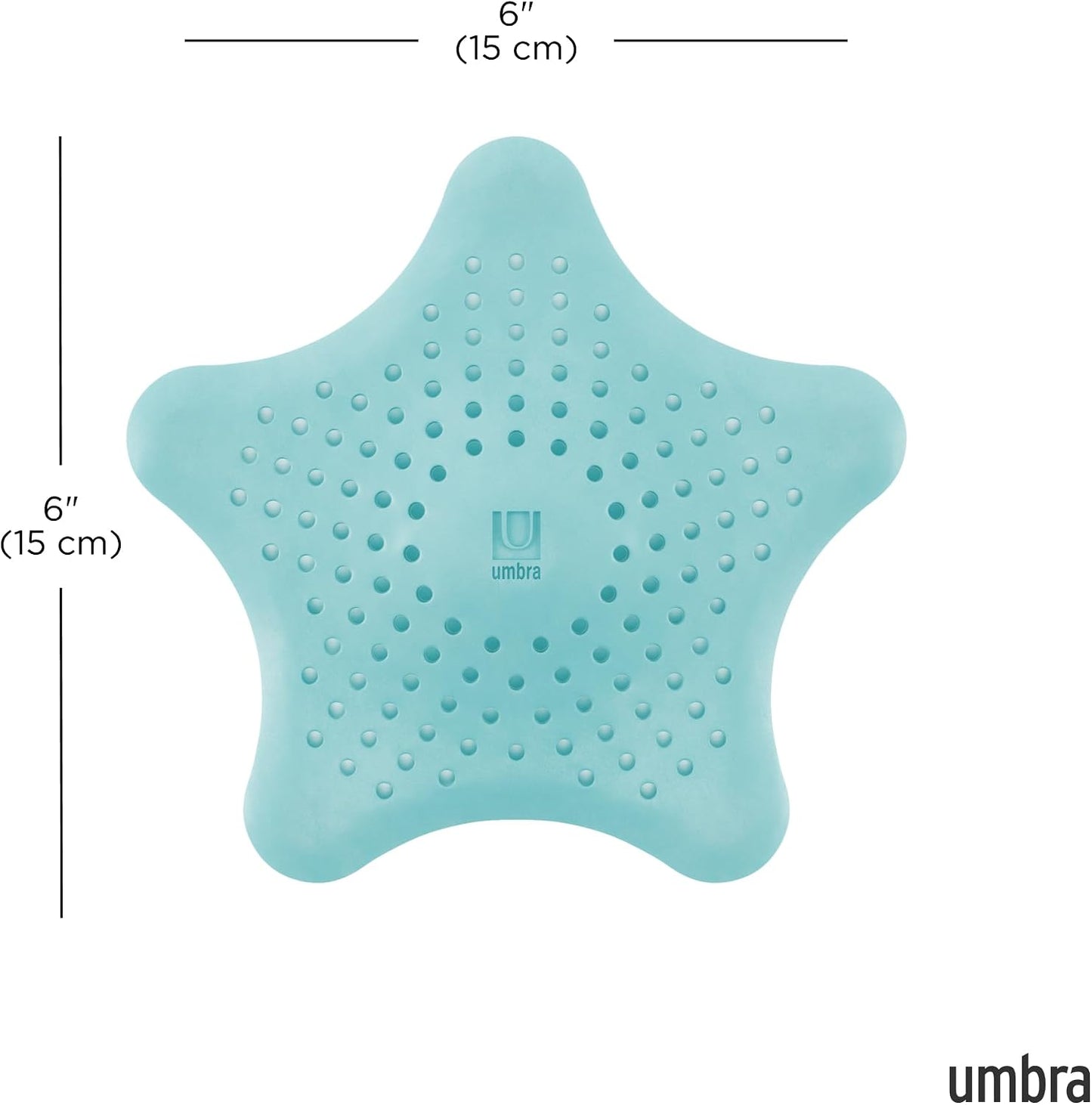 Umbra Starfish Hair Catcher, Suction Cup Drain Cover, 6-Inch, White | Silicone material, flexible and durable, water resistant seal, easy to clean, rust proof, fits standard tubs