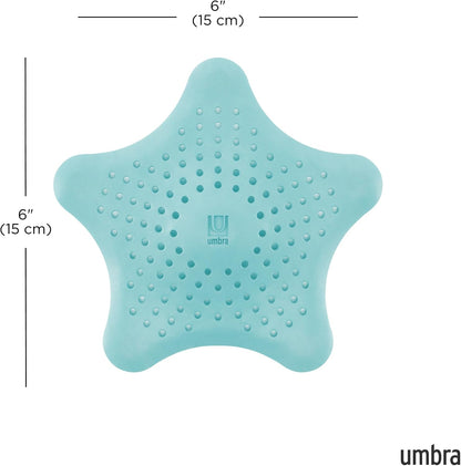 Umbra Starfish Hair Catcher, Suction Cup Drain Cover, 6-Inch, White | Silicone material, flexible and durable, water resistant seal, easy to clean, rust proof, fits standard tubs